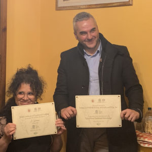 Delivery of certificate of merit to local bakers in Fabriano Italy