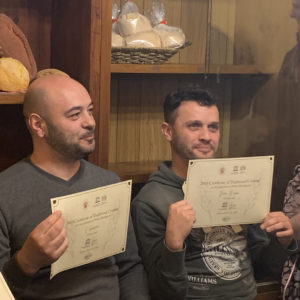 Delivery of certificate of merit to local bakers in Fabriano Italy